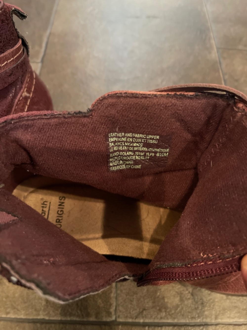 Born Orginal Leather Strap Bucket Side Zip Ankle Boot in Merlot Size 9 - Picture 6 of 8